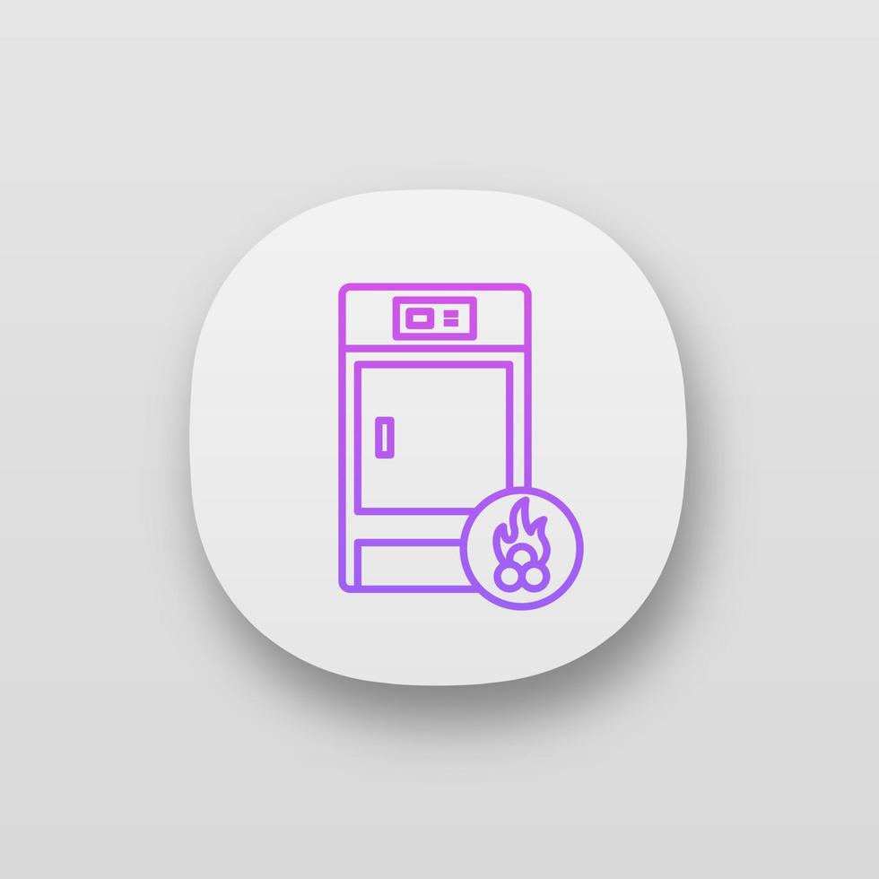 Solid fuel boiler app icon. House central heater. Firewood boiler. Heating system. UI UX user interface. Web or mobile application. Vector isolated illustration