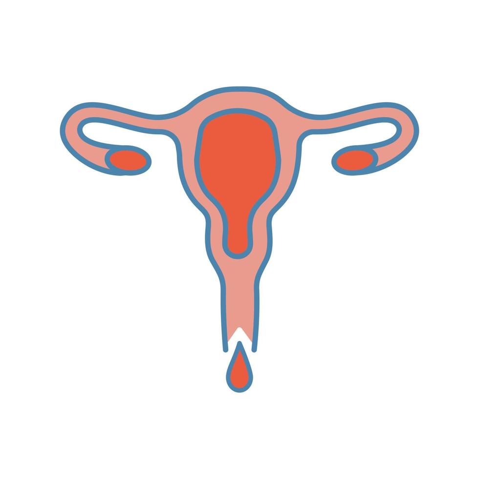 icono de color de la menstruación. sangrado menstrual. flujo vaginal. trastorno de la salud femenina. ilustración vectorial aislada vector