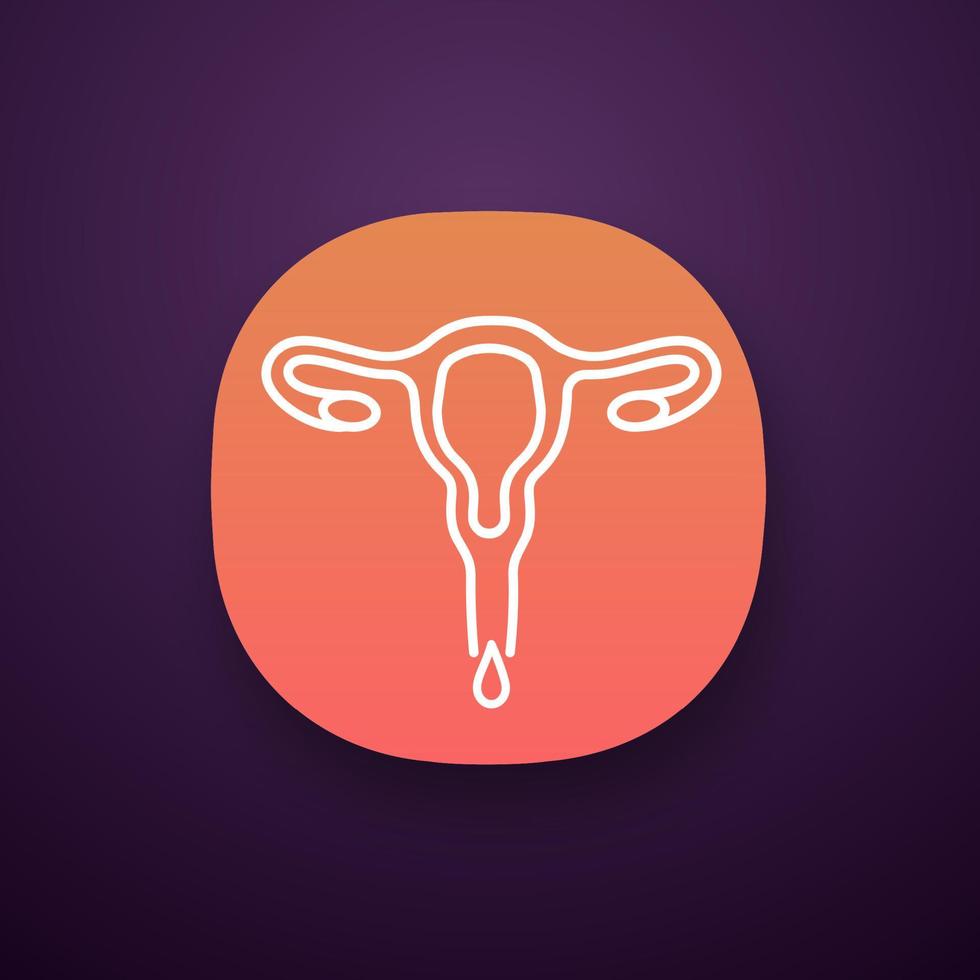 Menstruation app icon. Menstrual bleeding. Vaginal discharge. Female health disorder. UI UX user interface. Web or mobile application. Vector isolated illustration