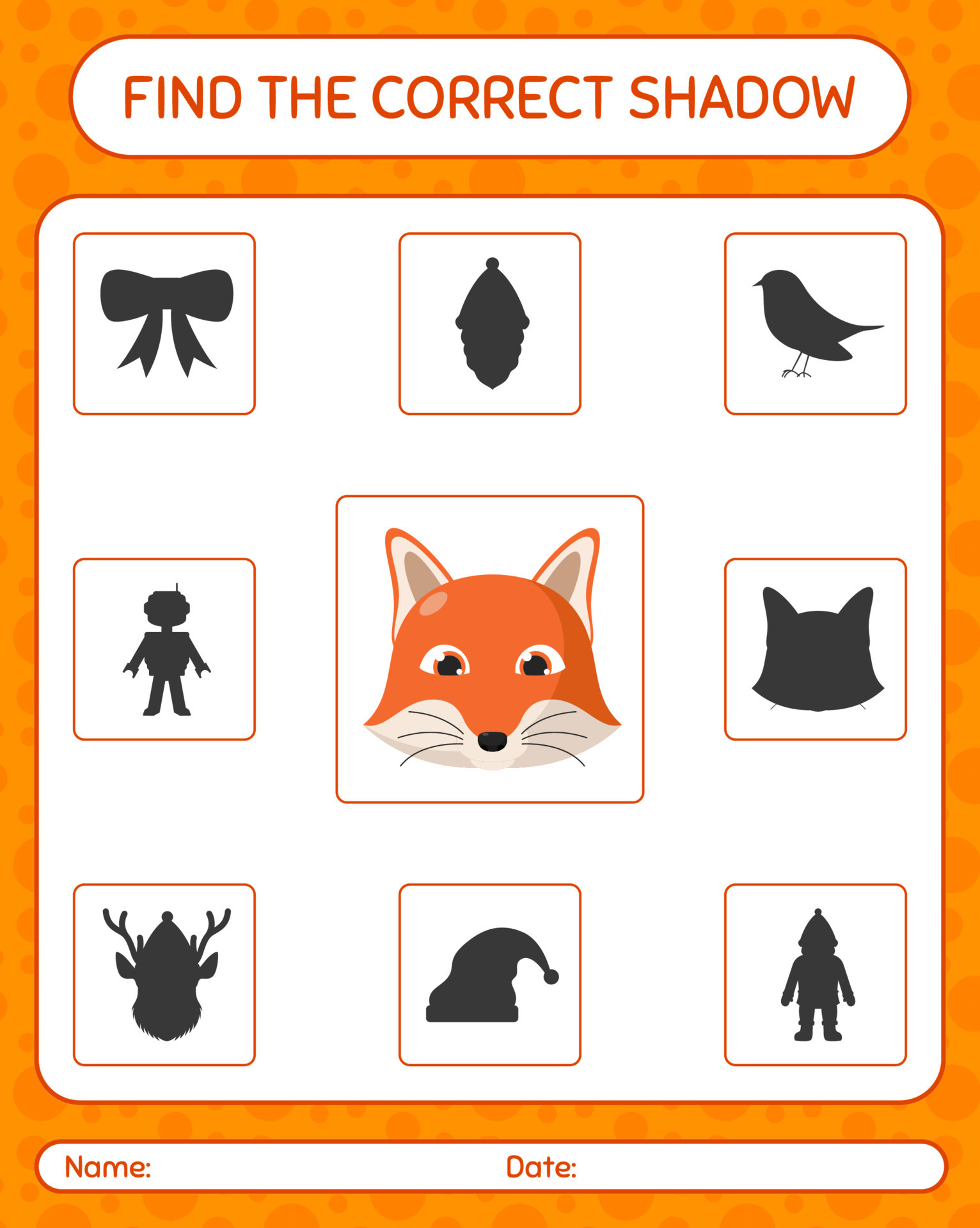 Find the correct shadows game with red fox. worksheet for ...