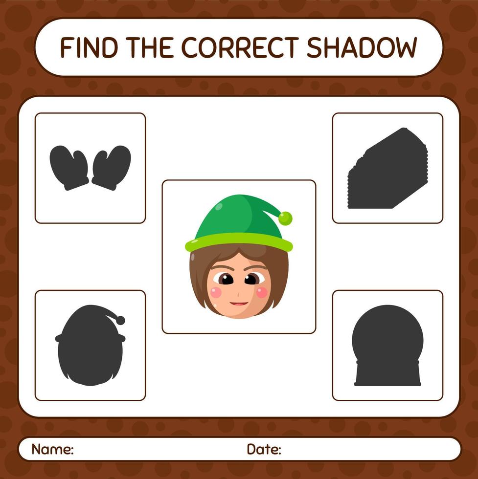 Find the correct shadows game with girls. worksheet for preschool kids, kids activity sheet vector