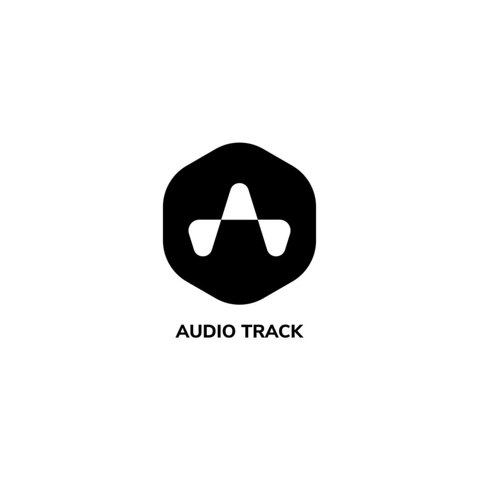 Letter A Alphabetic Logo, Liquid Sound Wave Logo Concept, Audio Design Template, Black and White, Rounded Hexagon vector