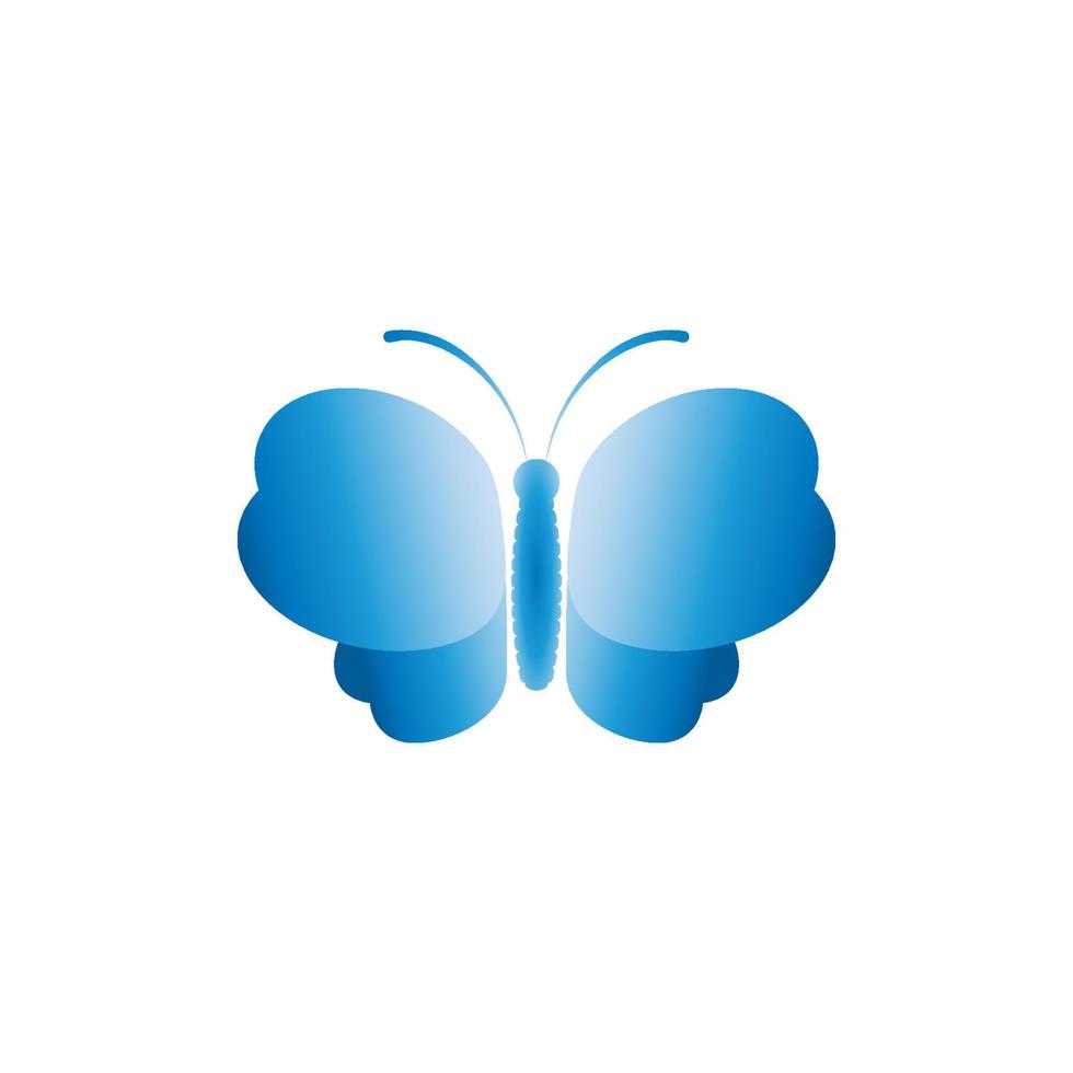 Beautiful blue butterfly illustration isolated on white background. Gradient color. Suitable for beauty and fashion product vector