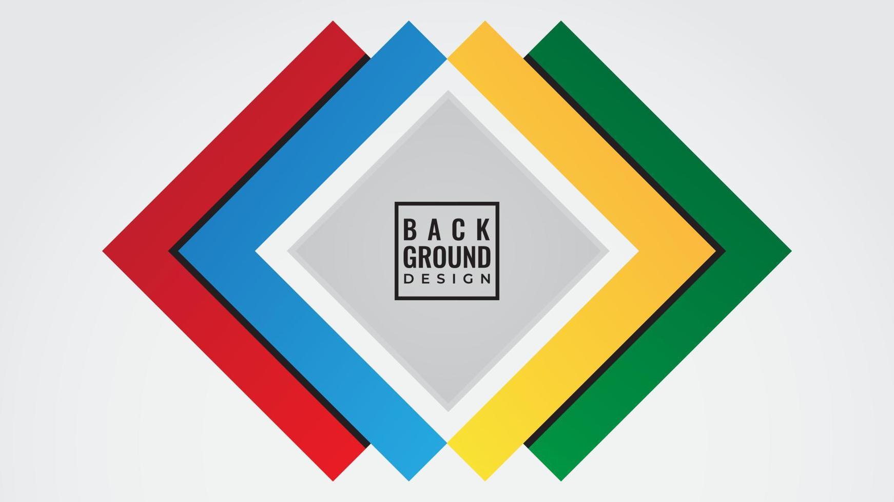 Colorful Layered Square Shape Vector Illustration. Abstract Background Design Template. Gray Green Yellow Red Blue Color Theme.  Simple and Clean