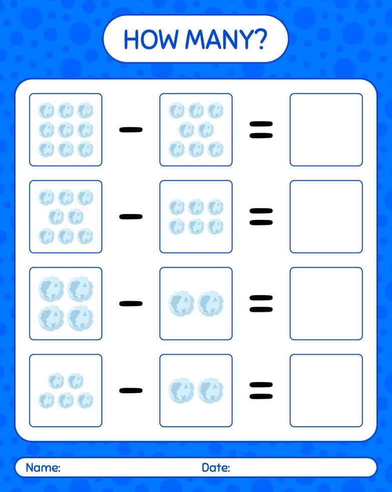 cuantos juegos de conteo con luna llena. hoja de trabajo para niños en edad preescolar, hoja de actividades para niños vector