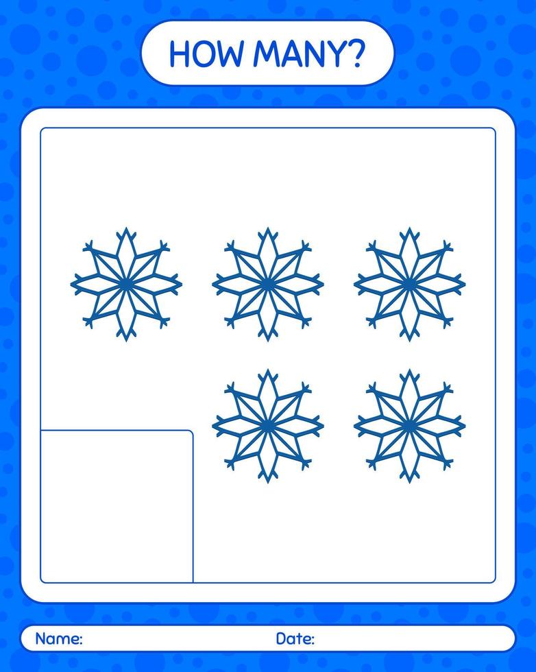 How many counting game with snowman. worksheet for preschool kids, kids activity sheet vector