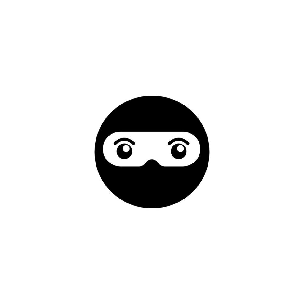 Cute Ninja Head Logo Concept, Black Ninja Design Template, Superhero Character, Kid Ninja Vector Icon, E Sport Logo, Rounded Ellipse Shape Logo Style