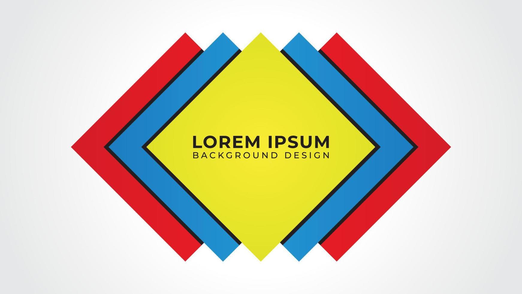 Colorful Layered Square Shape Vector Illustration. Abstract Background Design Template. Yellow Red Blue Color Theme.  Simple and Clean