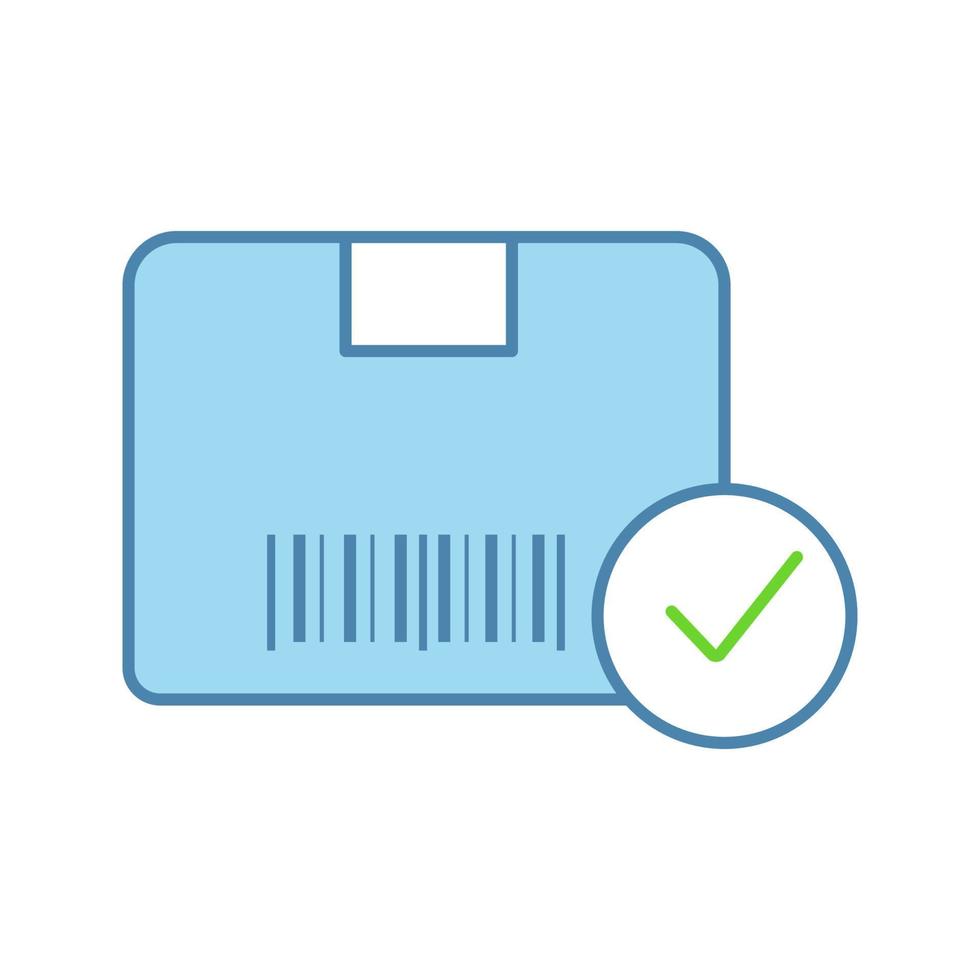 Approved delivery color icon. Successful package receipt. Verification parcel barcode. Parcel tracking. Quality delivery service. vector