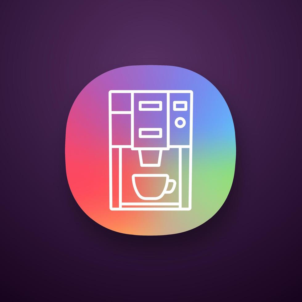 Coffee machine app icon. UI UX user interface. Electric coffeemaker. Coffee house or cafe appliance. Web or mobile application. Vector isolated illustration