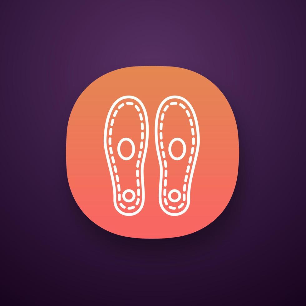Orthopedic insoles app icon. Arch support. Orthotic insoles. UI UX user interface. Web or mobile application. Shoe pads. Flat foot treatment. Vector isolated illustration