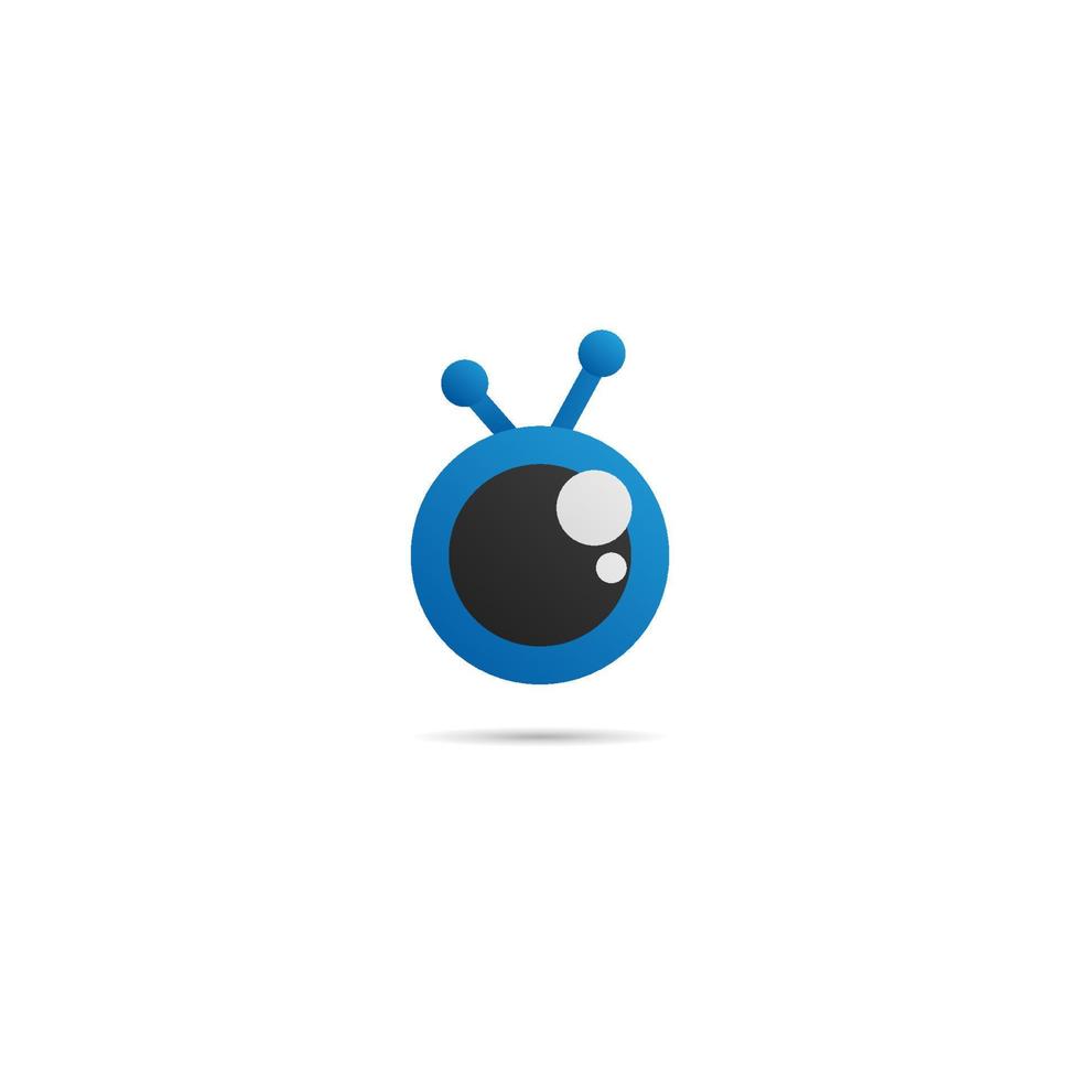 Cute Eye Cartoon Logo Design Template, Company Logo Concept, Vector Icon, Blue, Black, Ellipse