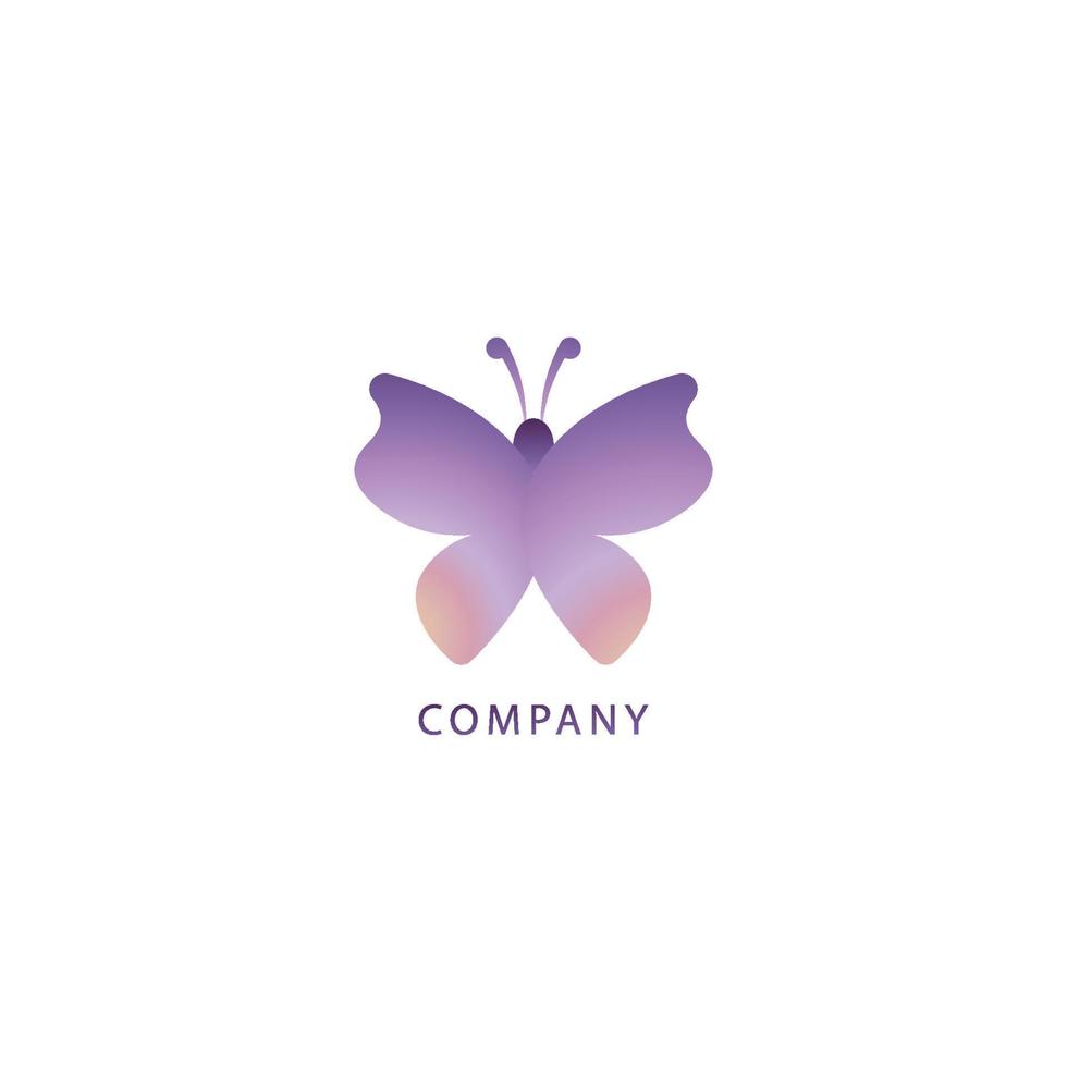 Abstract Butterfly logo design illustrated from the top. Animal Logo Concept Isolated on white background. Colorful of Violet Beige Gradation Color. Suitable for beauty and fashion product vector