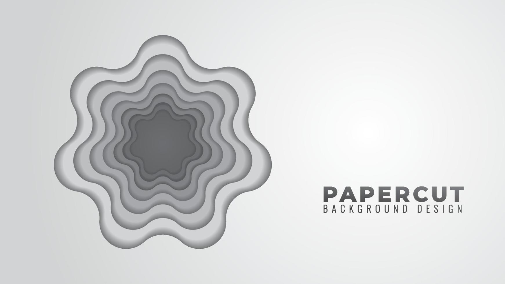 Monochrome Wavy Hole Papercut Layers Vector Illustration. Abstract Background Design Template. Gray Gradient Color Theme.
