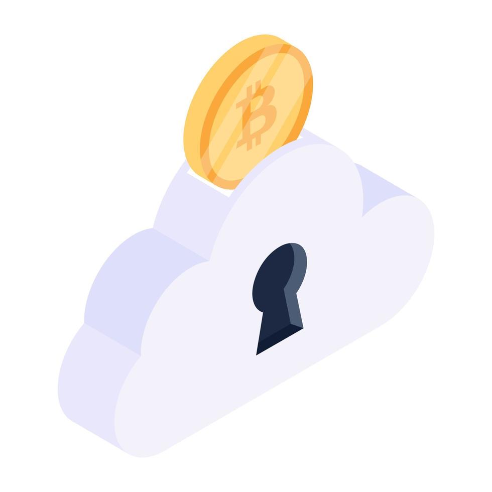 Modern isometric icon of cloud crypto vector