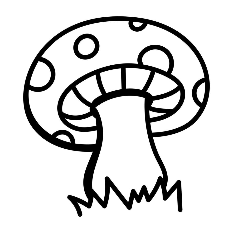 A trendy icon of a mushroom, hand drawn design vector