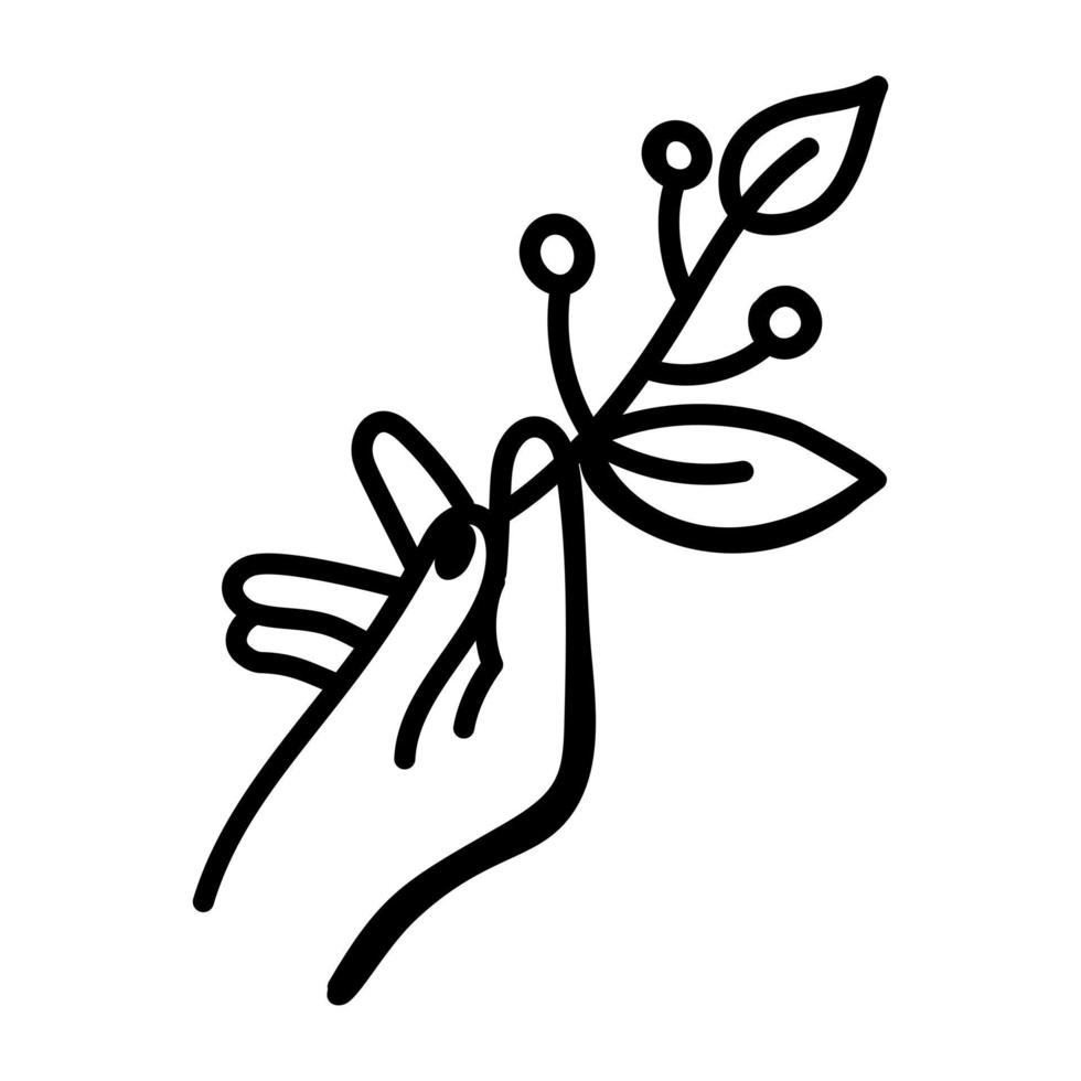 A leafy plant doodle icon design vector