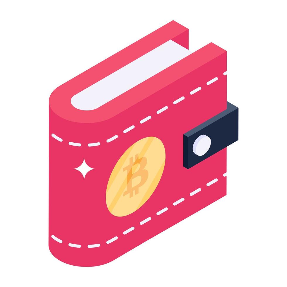 descargar icono isométrico de billetera bitcoin vector