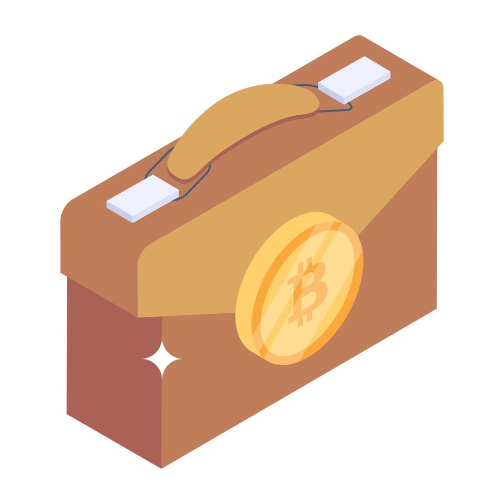 Premium isometric icon of crypto bag vector