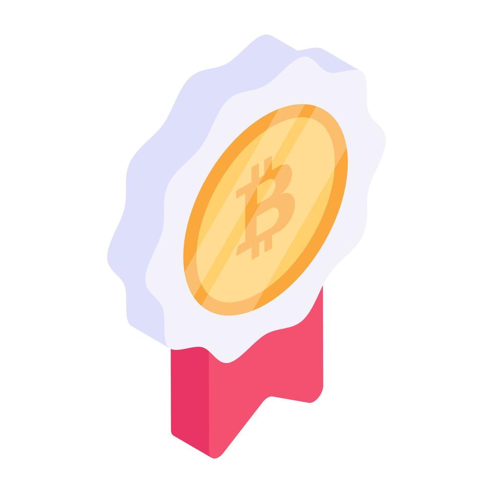 Get this amazing isometric icon of bitcoin reward vector