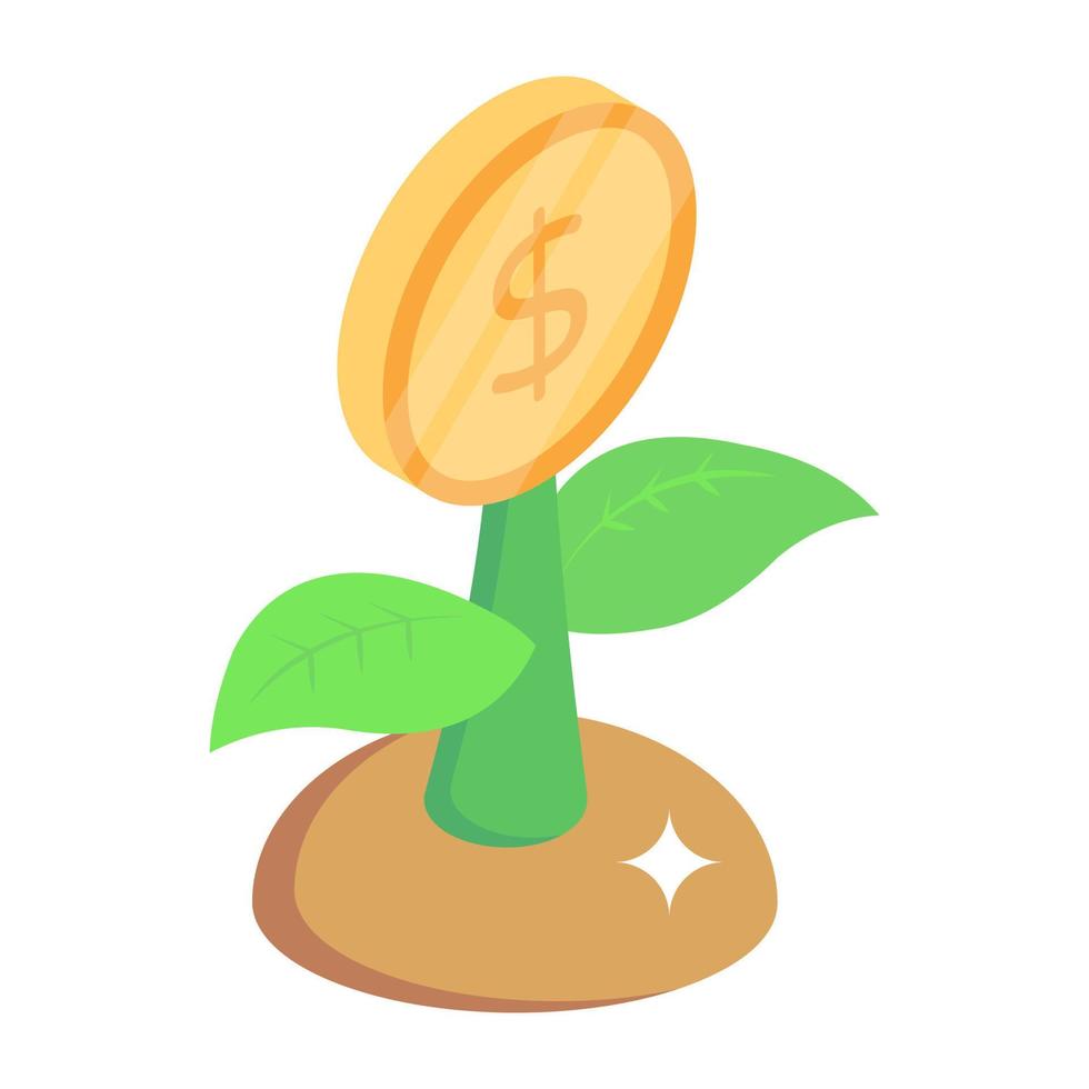 A scalable isometric icon of money plant vector