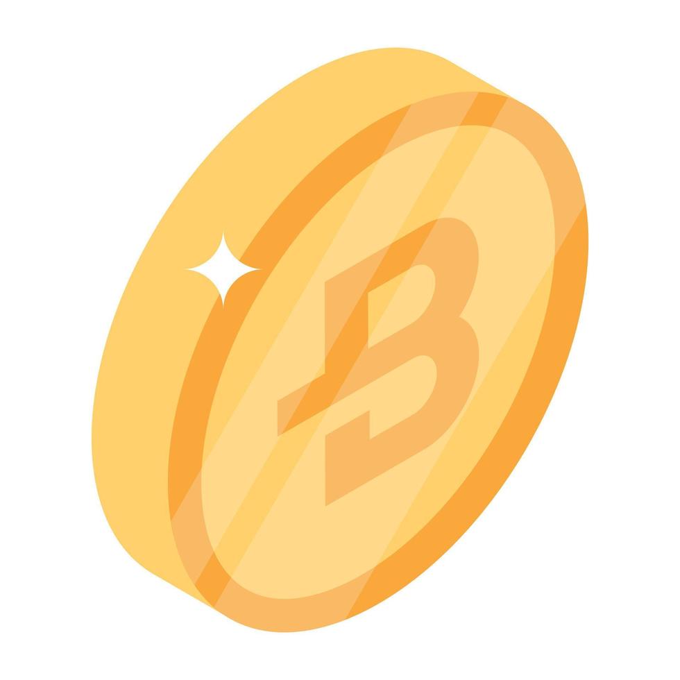 An isometric icon vector of bitcoin