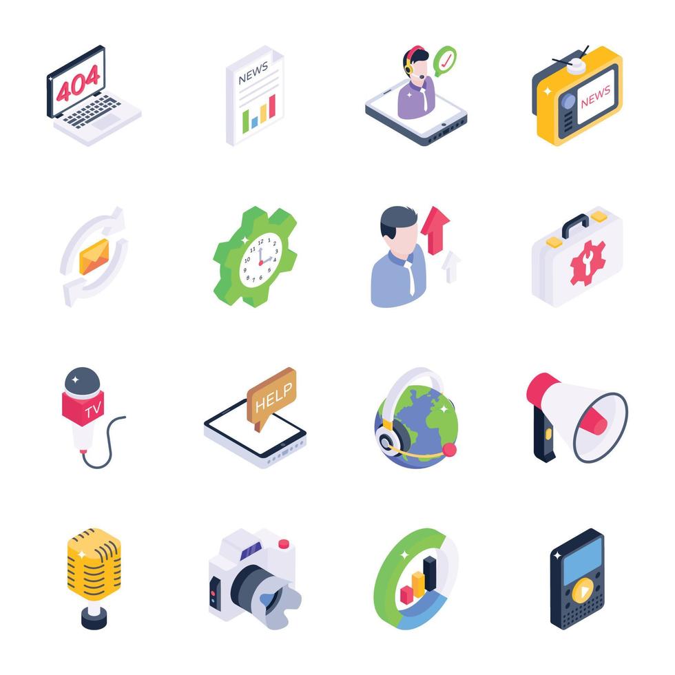 Bundle of Digital Marketing Isometric Icons vector