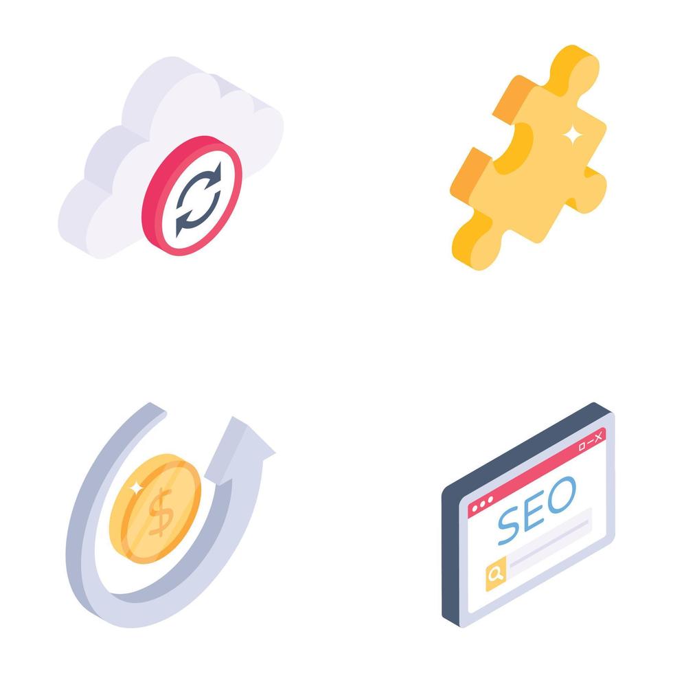 Collection of Web Isometric Icons vector