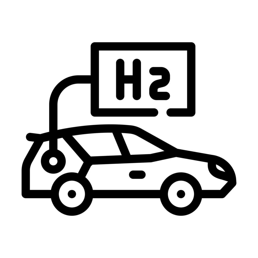 Ilustración de vector de icono de línea de transporte de hidrógeno de coche