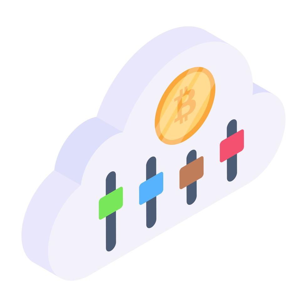 Bitcoin storage isometric icon, editable design vector