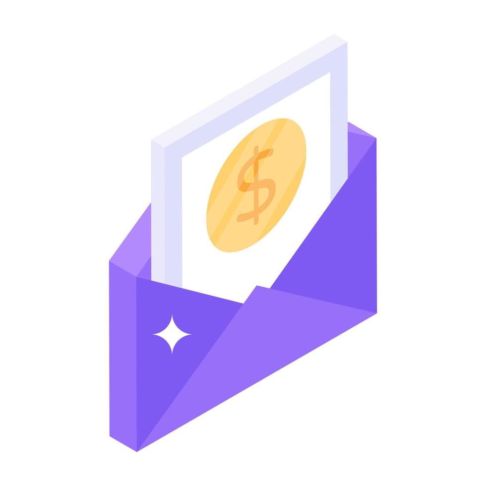 Business marketing, isometric icon of financial mail vector