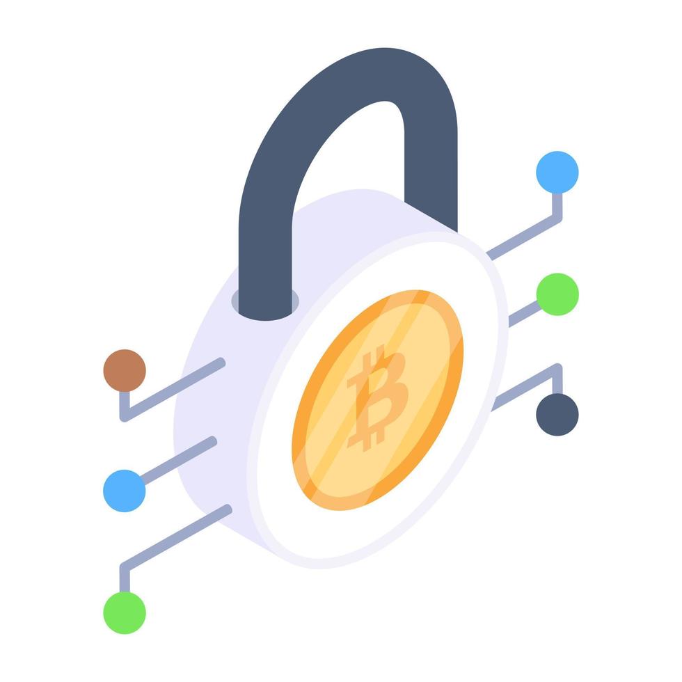 A bitcoin security isometric icon vector