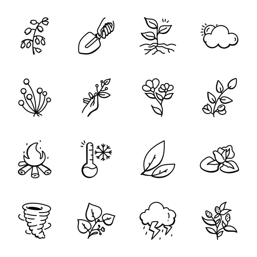 Trendy Doodle Icons of Weather vector