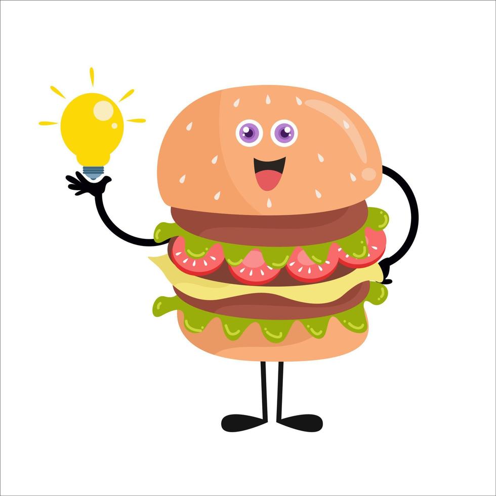 Cute burger cartoon with various activities vector