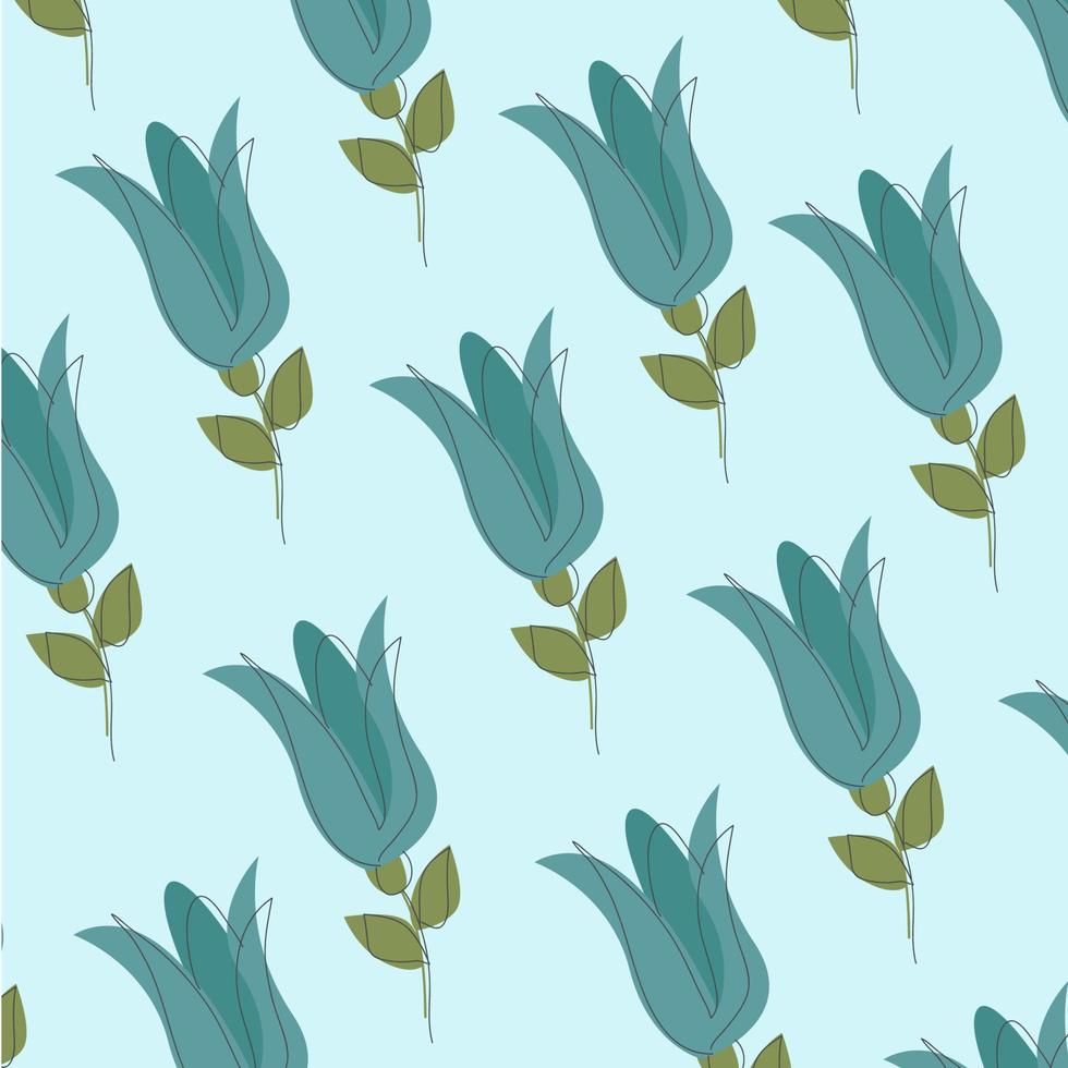 Vector illustration of flat pattern with simple flowers and leaves.