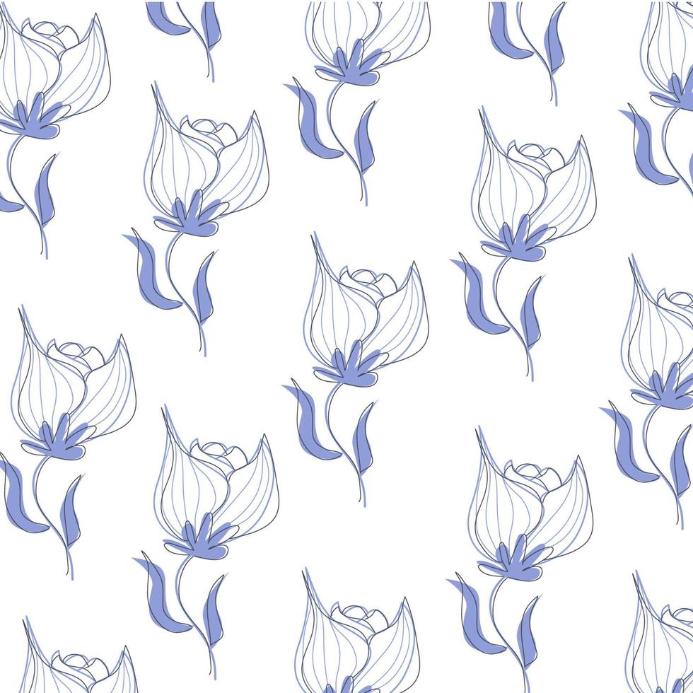 ilustración vectorial de patrón plano con flores y hojas simples. vector