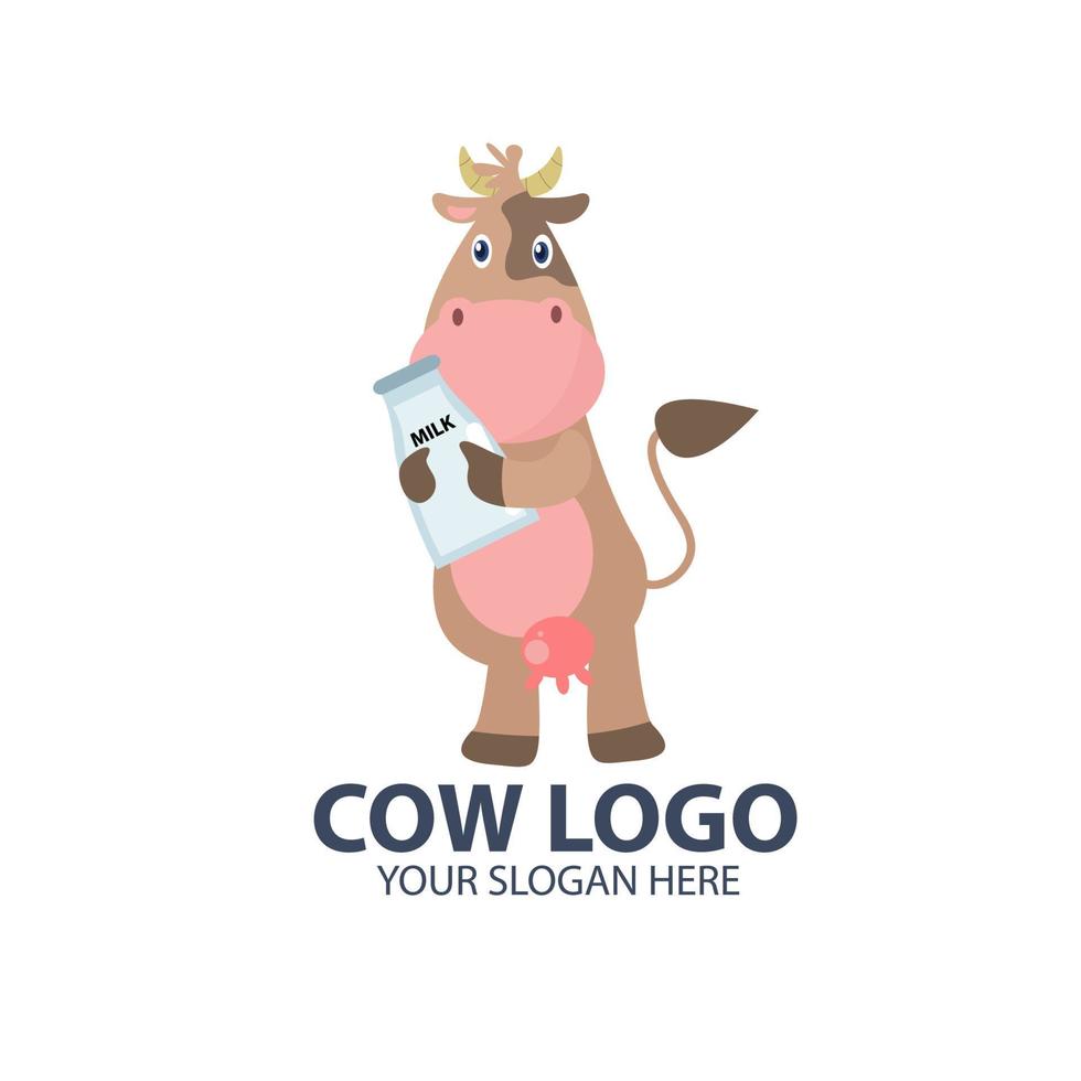 Logo for your business with cute cow character vector
