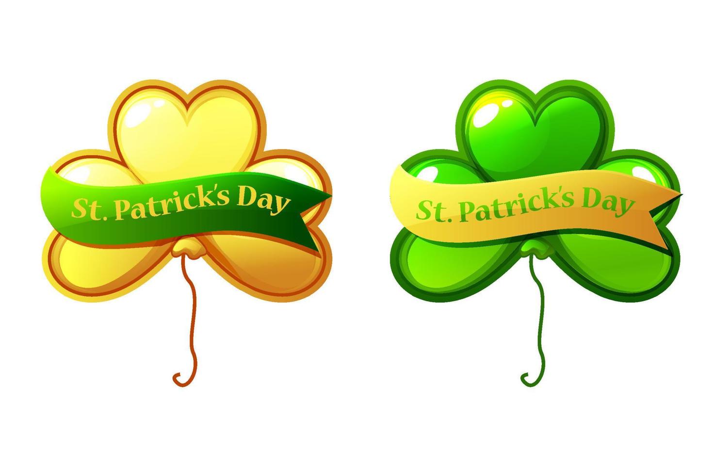 St. Patrick's Day clover shaped balloons with ribbon. vector