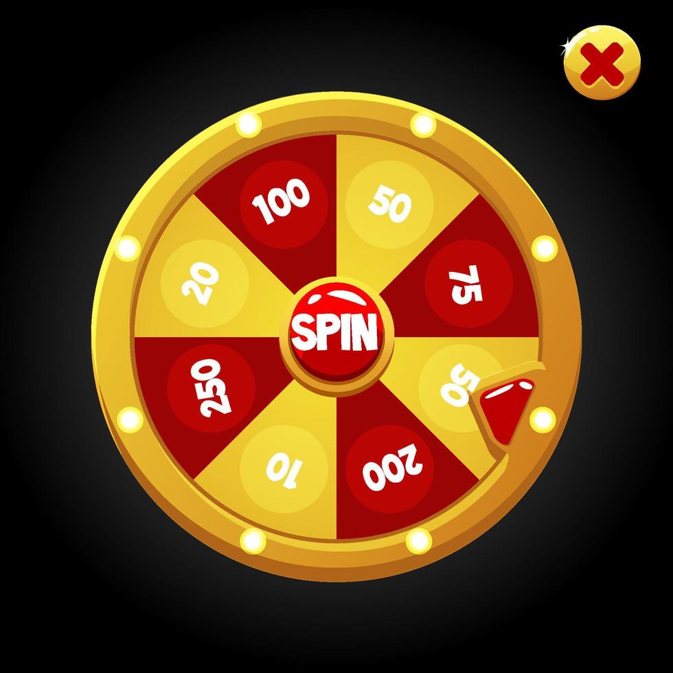rueda giratoria brillante vectorial para jugar con números. ilustración de una rueda de la fortuna para el juego. vector
