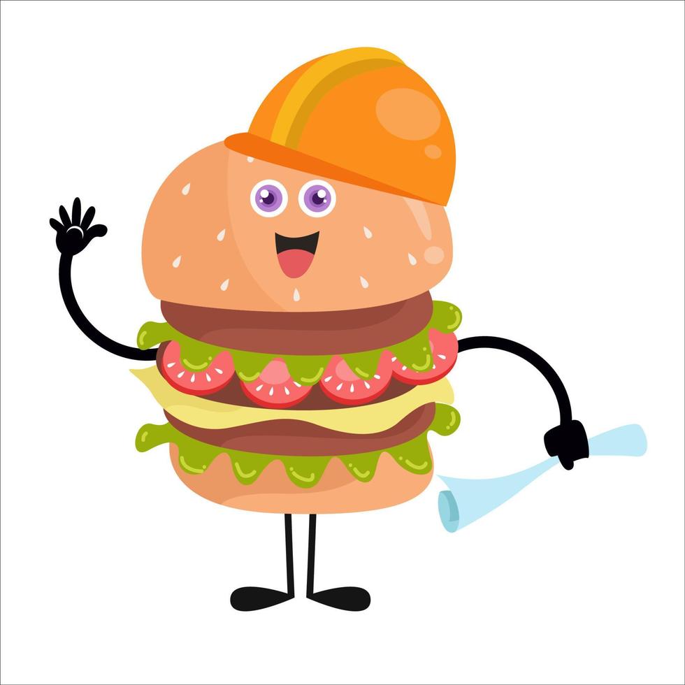 Cute burger cartoon with various activities vector