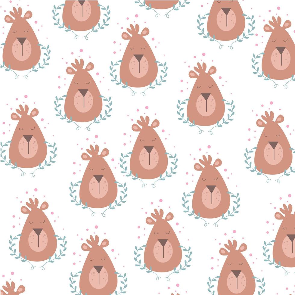 Vector illustration of elegant pattern with cute leaves and animals