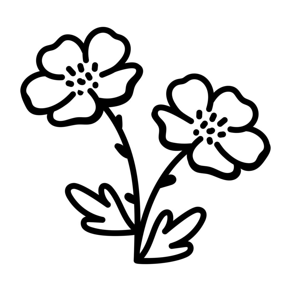 un icono dibujado a mano de una flor vector