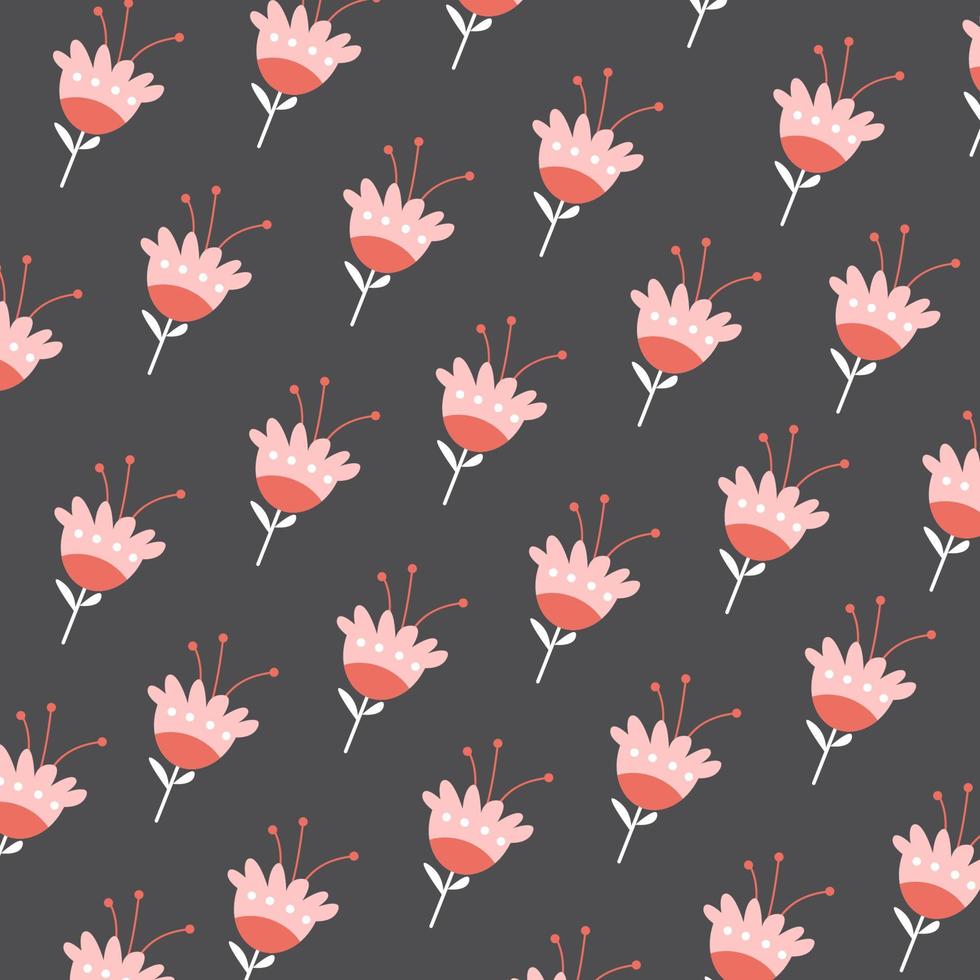 Vector illustration of a flat pattern with simple flowers and leaves. Perfect for decoration.