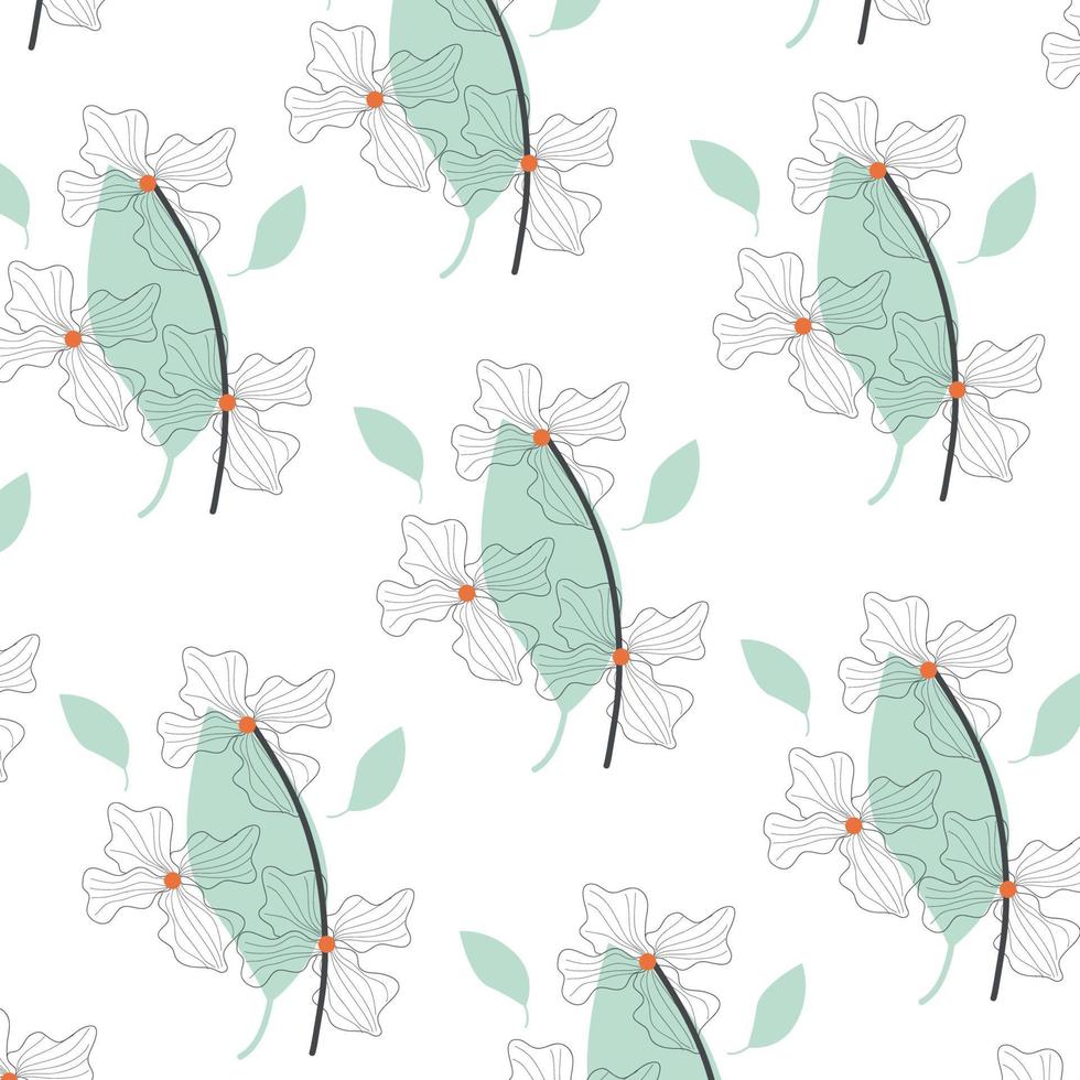 Vector illustration of a flat pattern with simple flowers and leaves. Perfect for decoration.