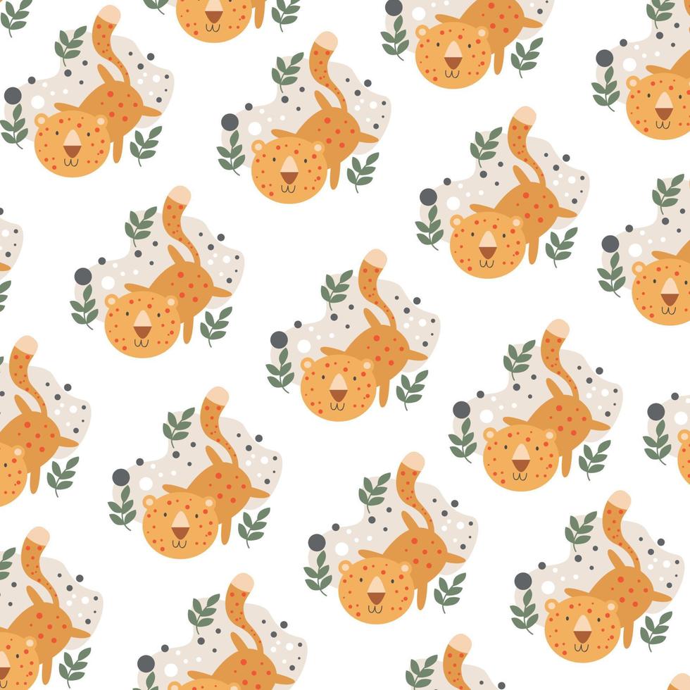 Vector illustration of elegant pattern with cute leaves and animals