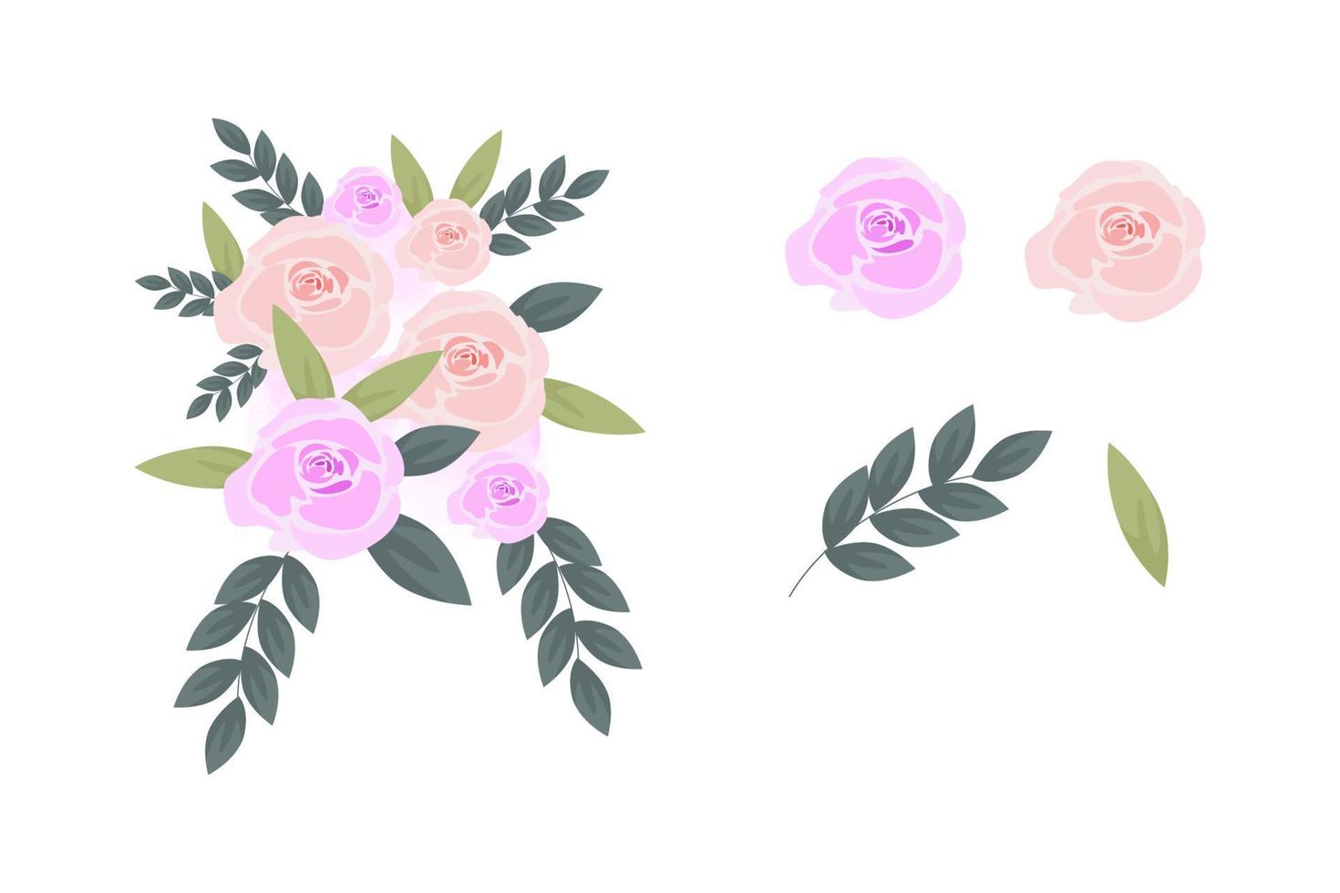 A variety of colorful arrangements of beautiful leaves and flowers vector