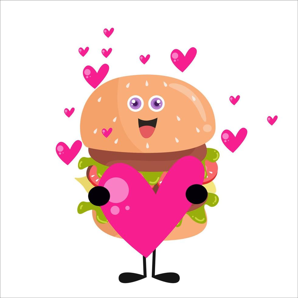 Cute burger cartoon with various activities vector