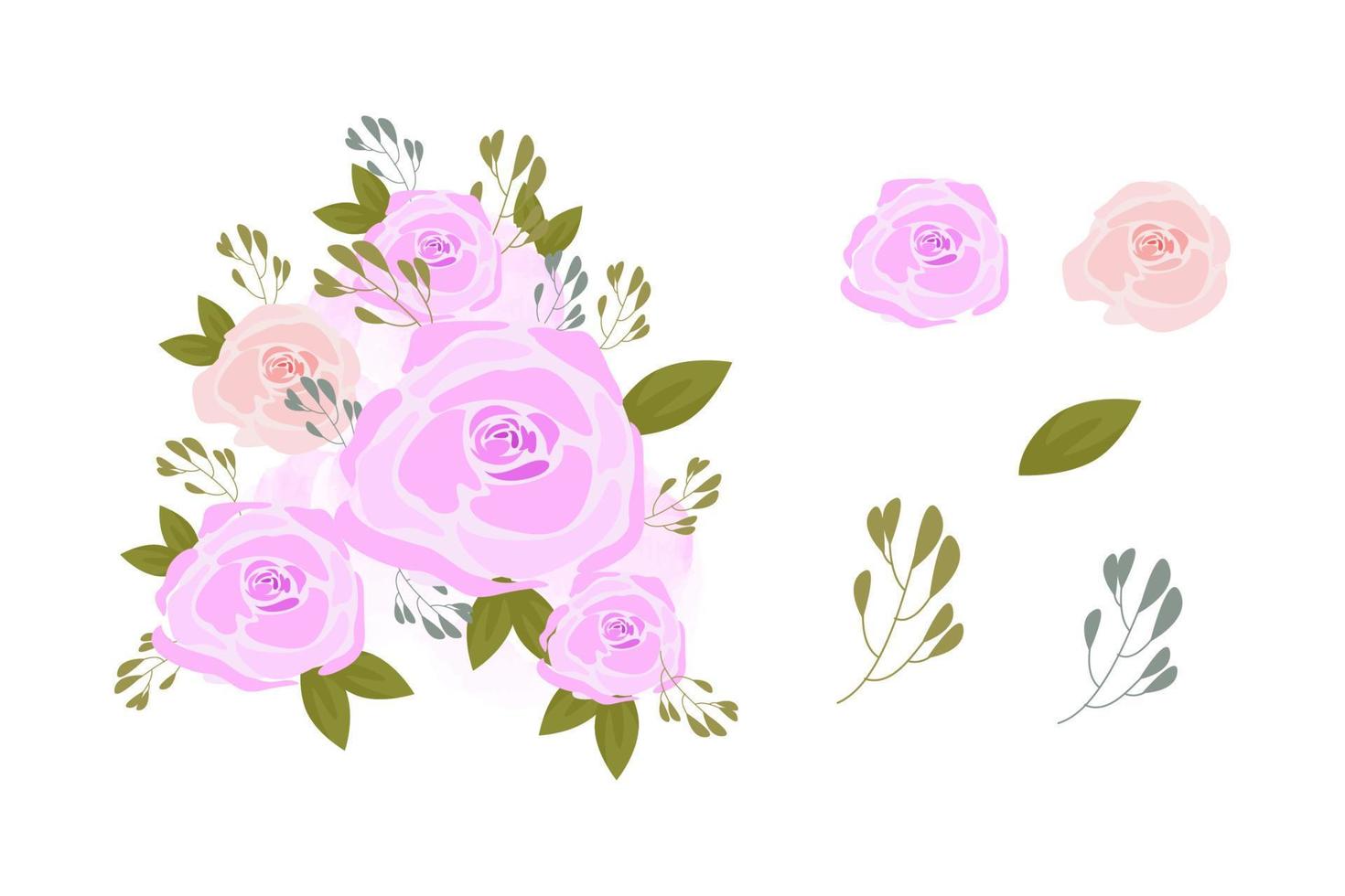 A variety of colorful arrangements of beautiful leaves and flowers vector