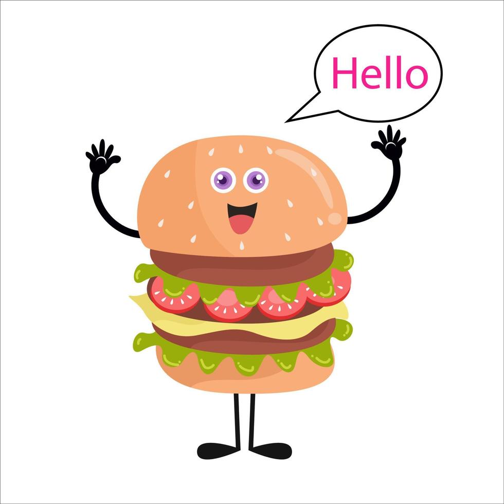 Cute burger cartoon with various activities vector