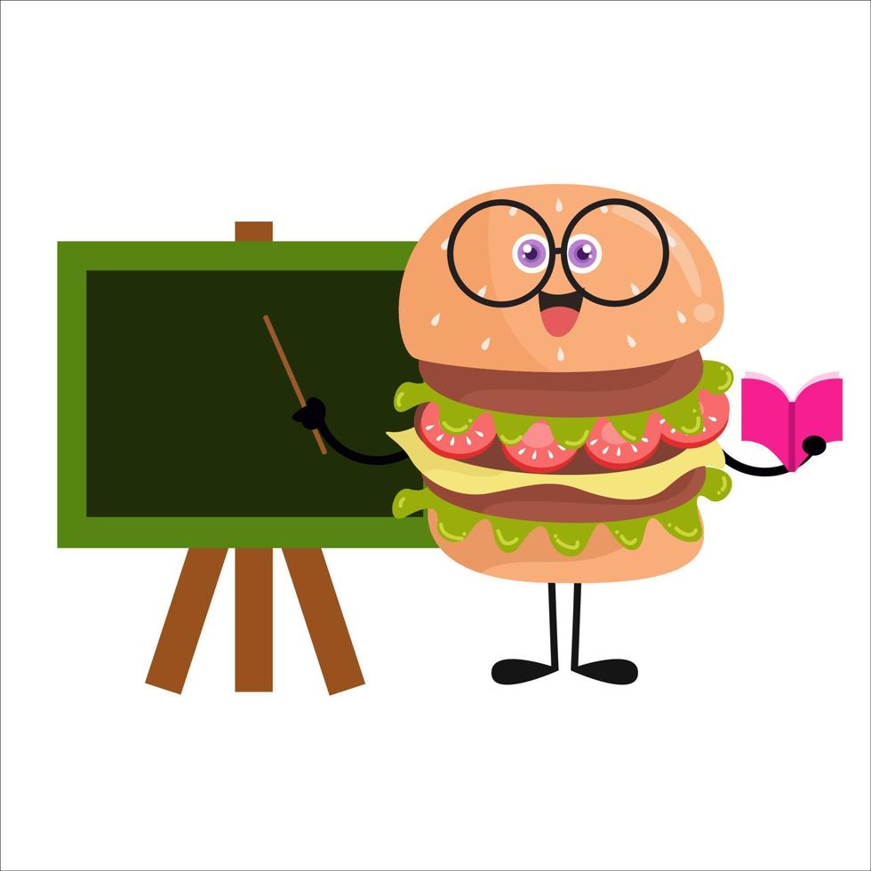 Cute burger cartoon with various activities vector